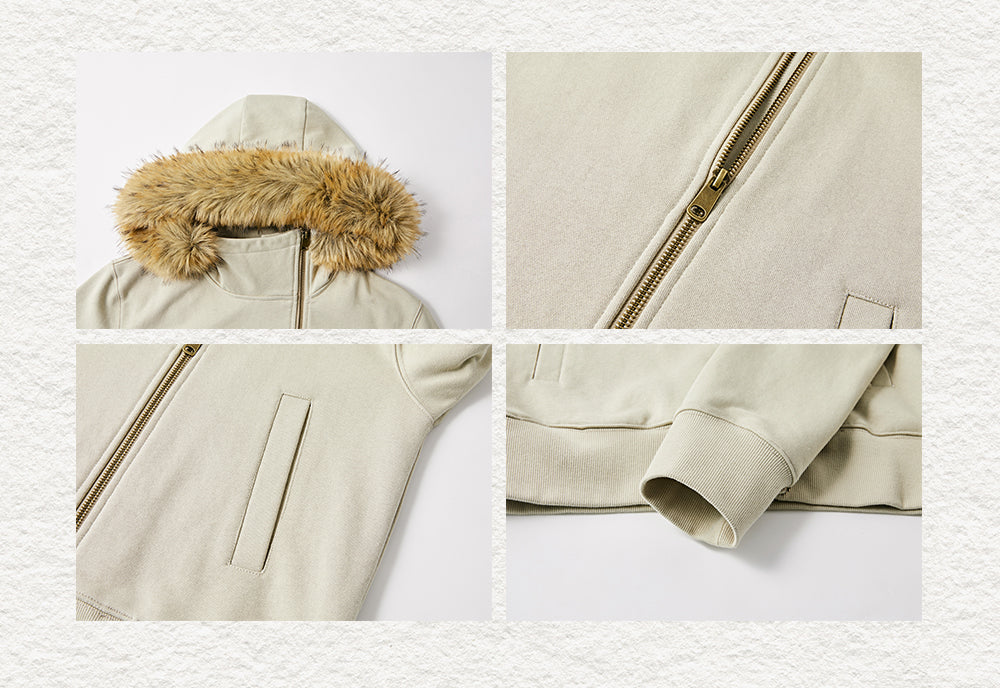 KREATE Diagonal Zip Detachable-Collar Hoodie