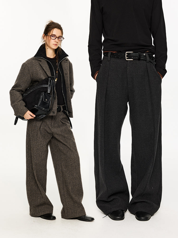 KREATE Textured Wool Houndstooth Trousers
