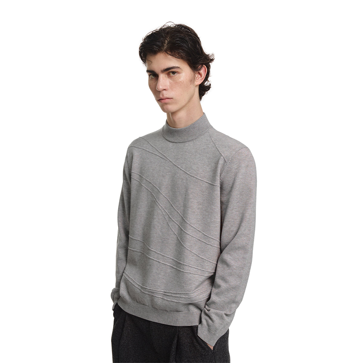 KREATE Arc Jacquard Mock-Neck Sweater
