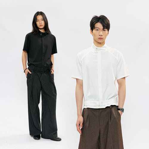 KREATE Belted Boxy Stand-Collar Shirt