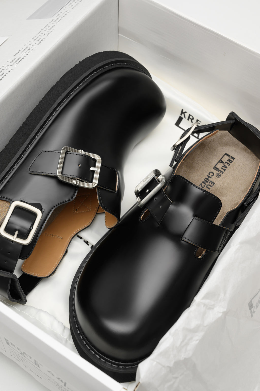 KREATE Top-Grain Leather Platform Clogs
