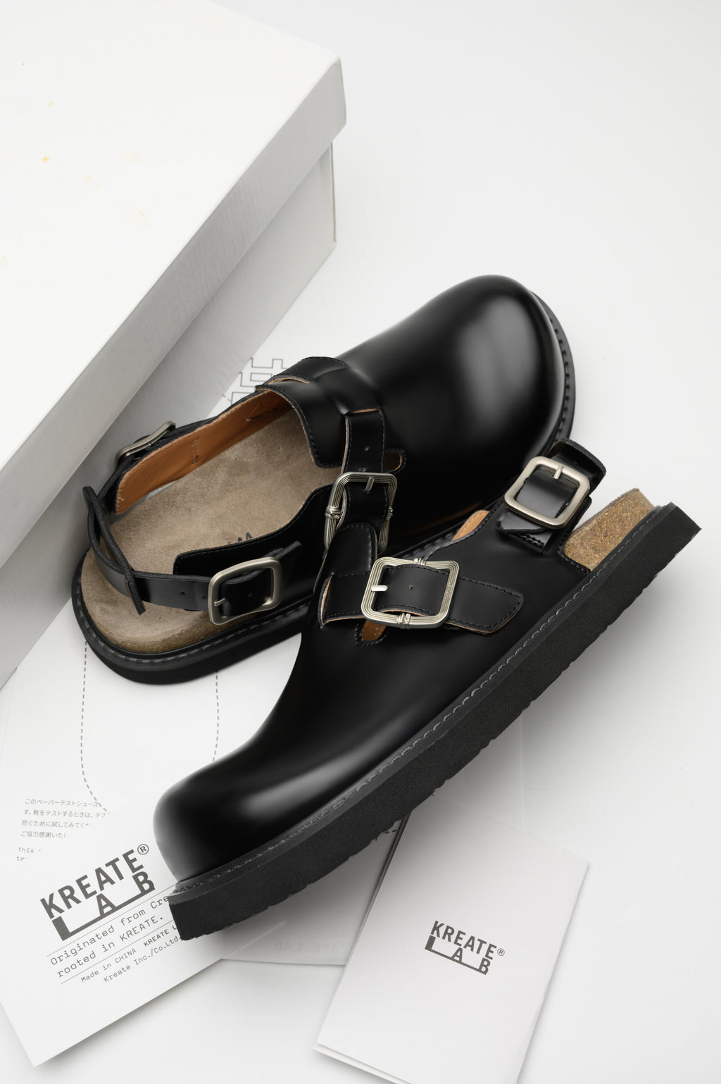 KREATE Top-Grain Leather Platform Clogs