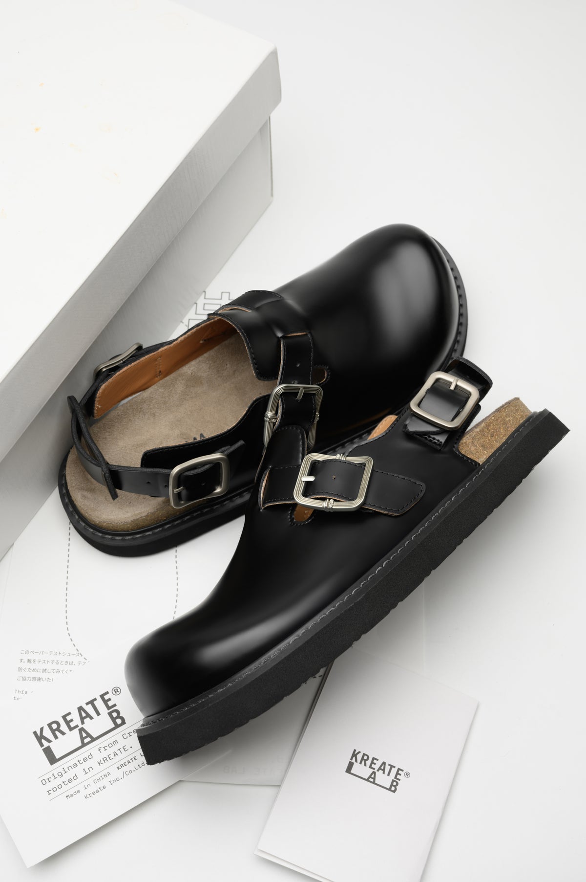 KREATE Top-Grain Leather Platform Clogs