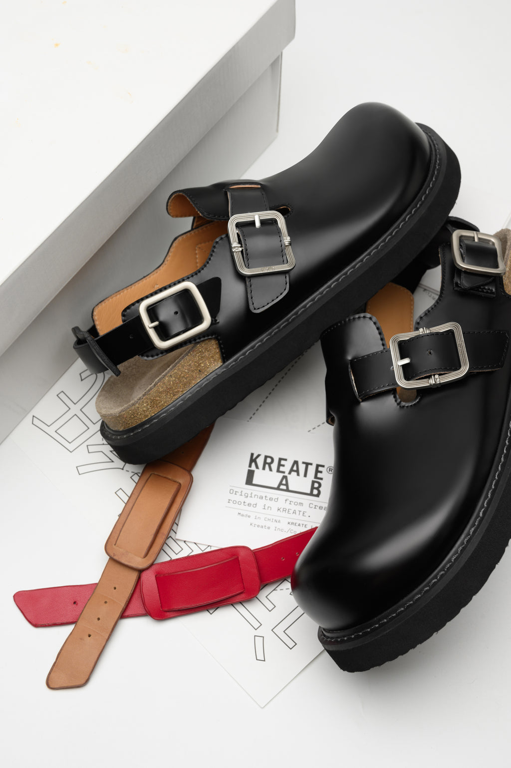 KREATE Top-Grain Leather Platform Clogs