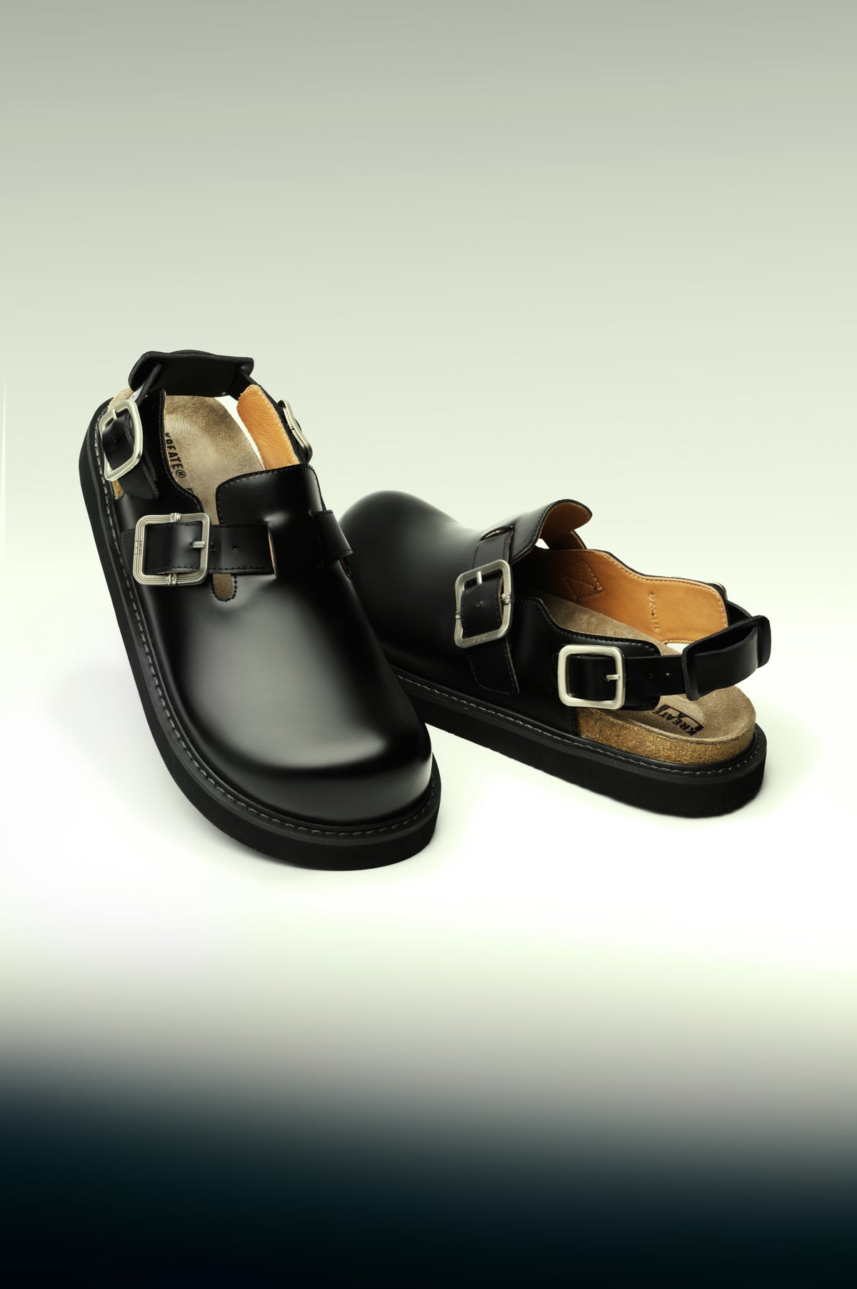 KREATE Top-Grain Leather Platform Clogs
