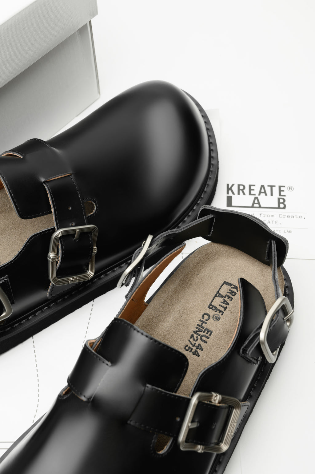 KREATE Top-Grain Leather Platform Clogs