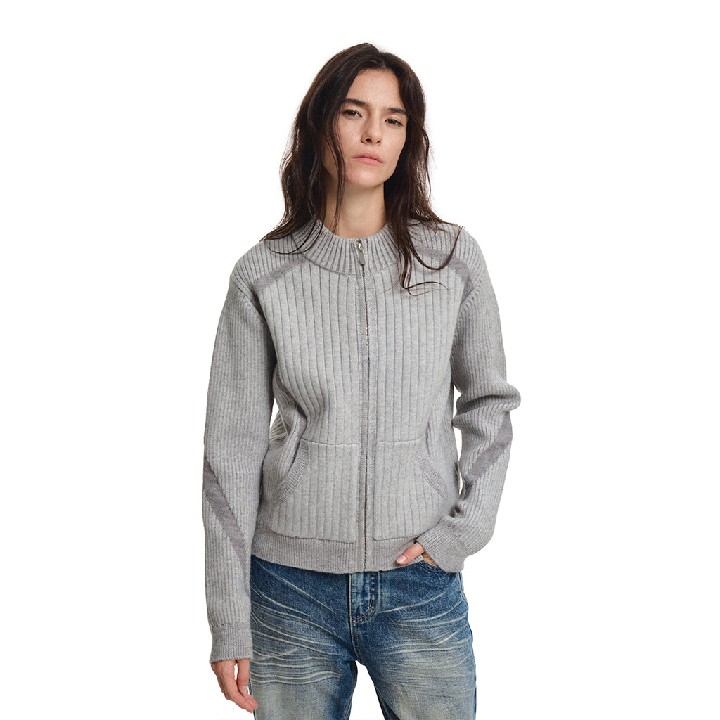 KREATE Paneled Fleece Zip Cardigan