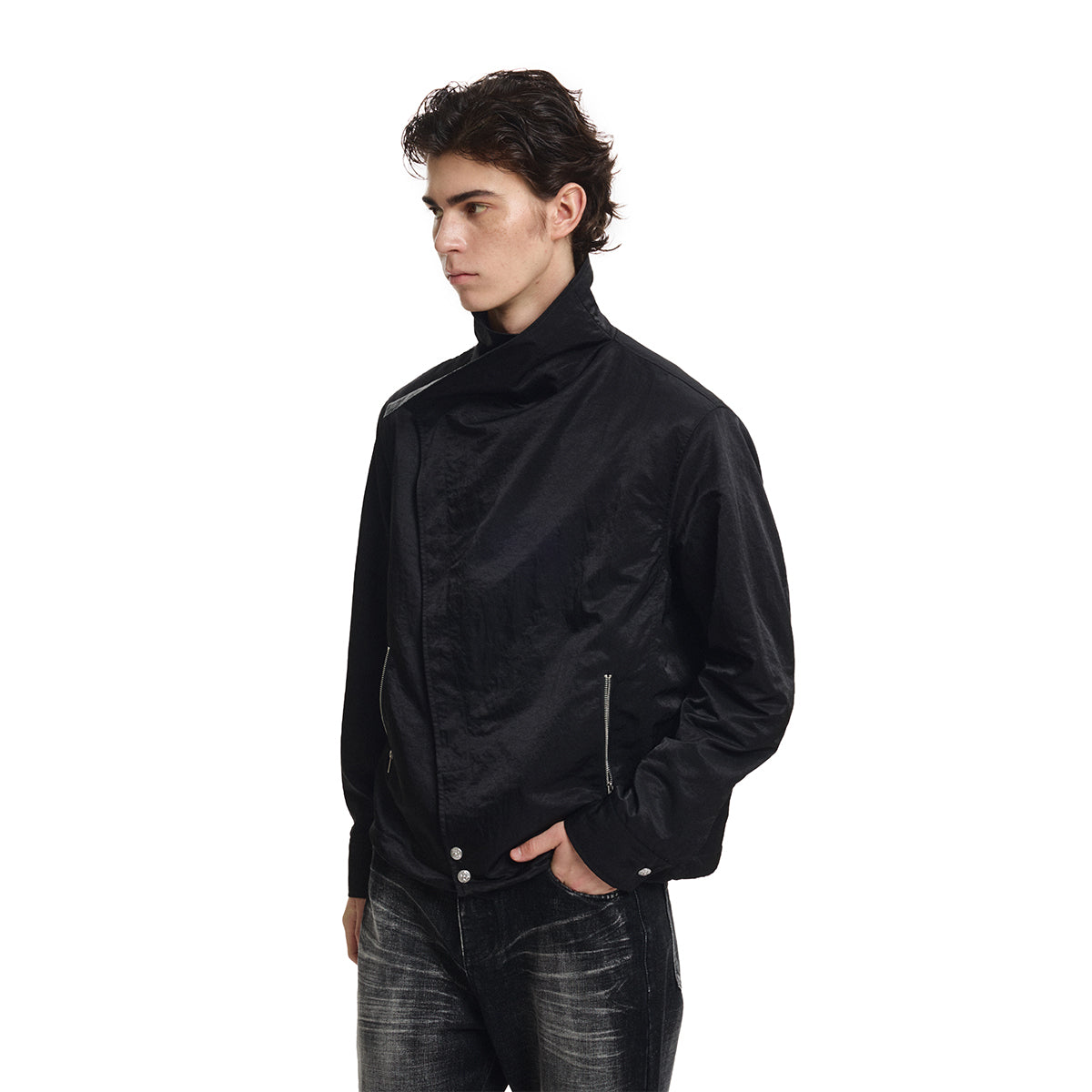 KREATE Metallic Nylon Asymmetric Jacket
