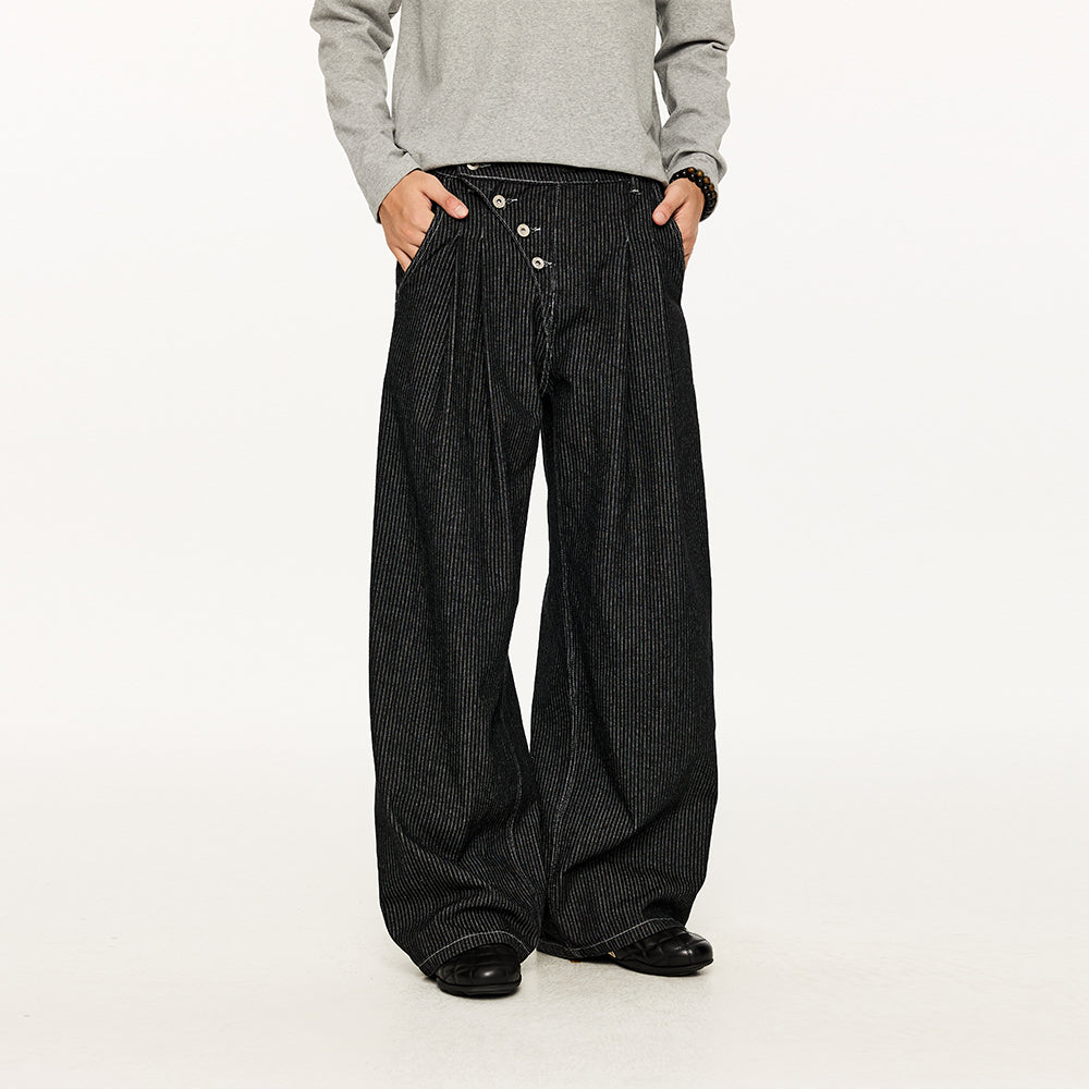 KREATE Striped Raw Denim Trousers