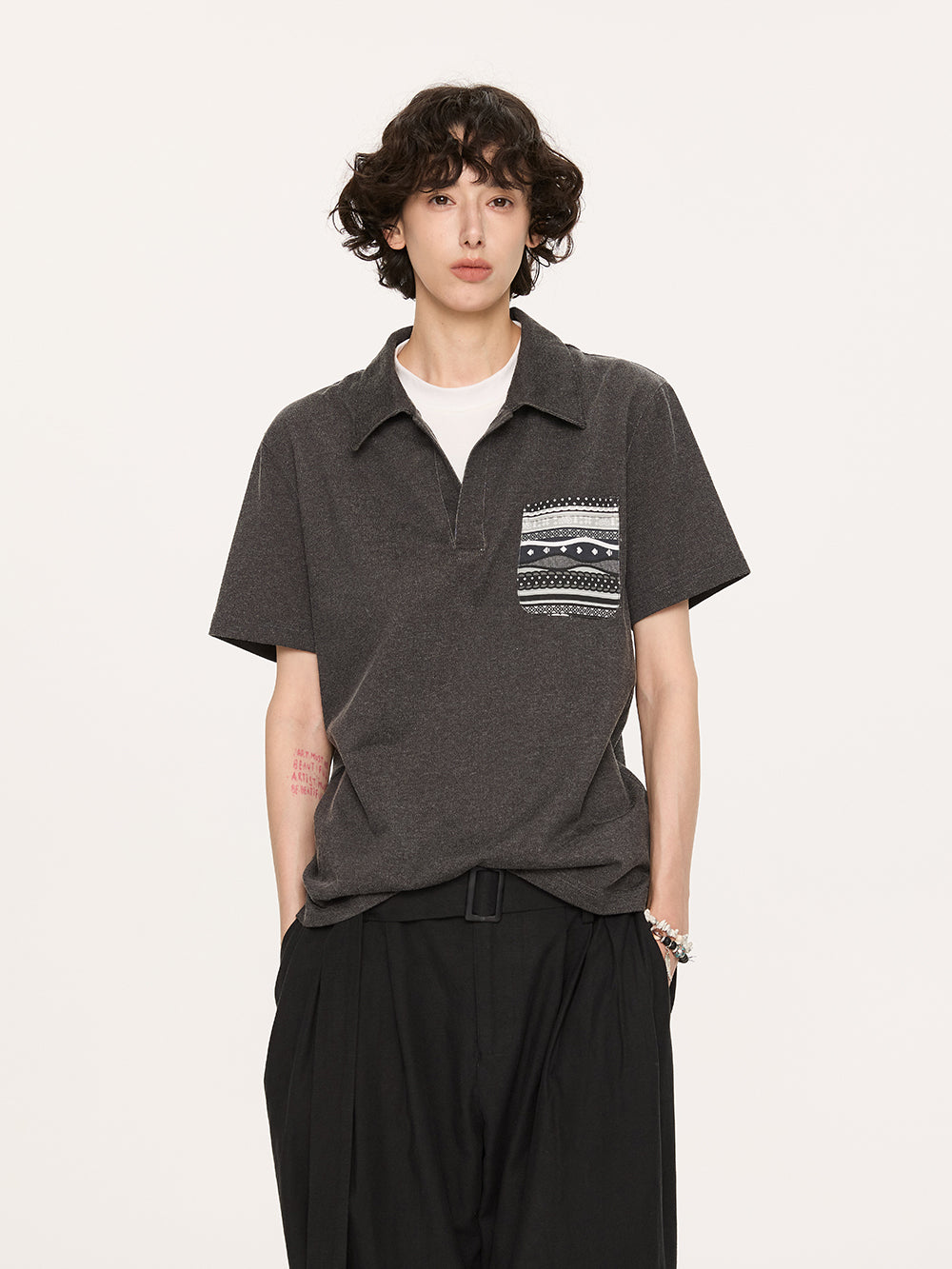 KREATE Fair Isle Layered Polo Tee