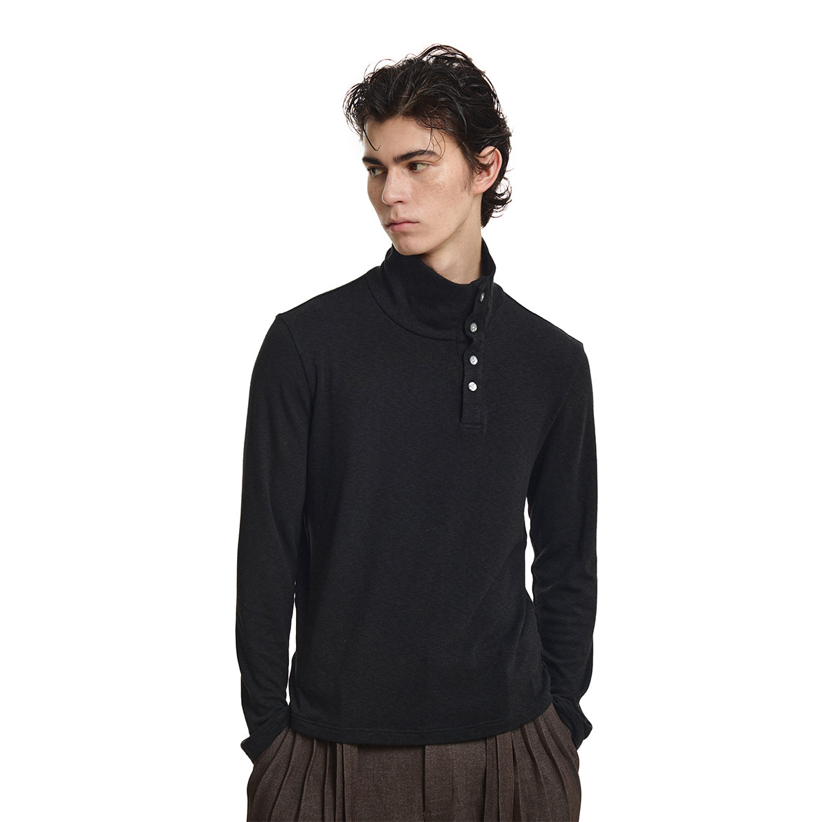 KREATE Asymmetric Henley Long-Sleeve Tee