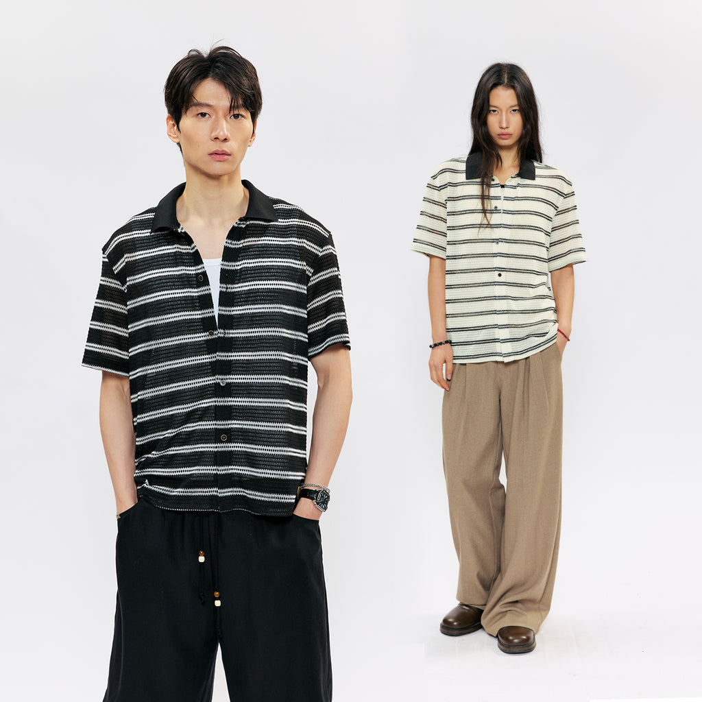 KREATE Mesh Stripe Slim Shirt
