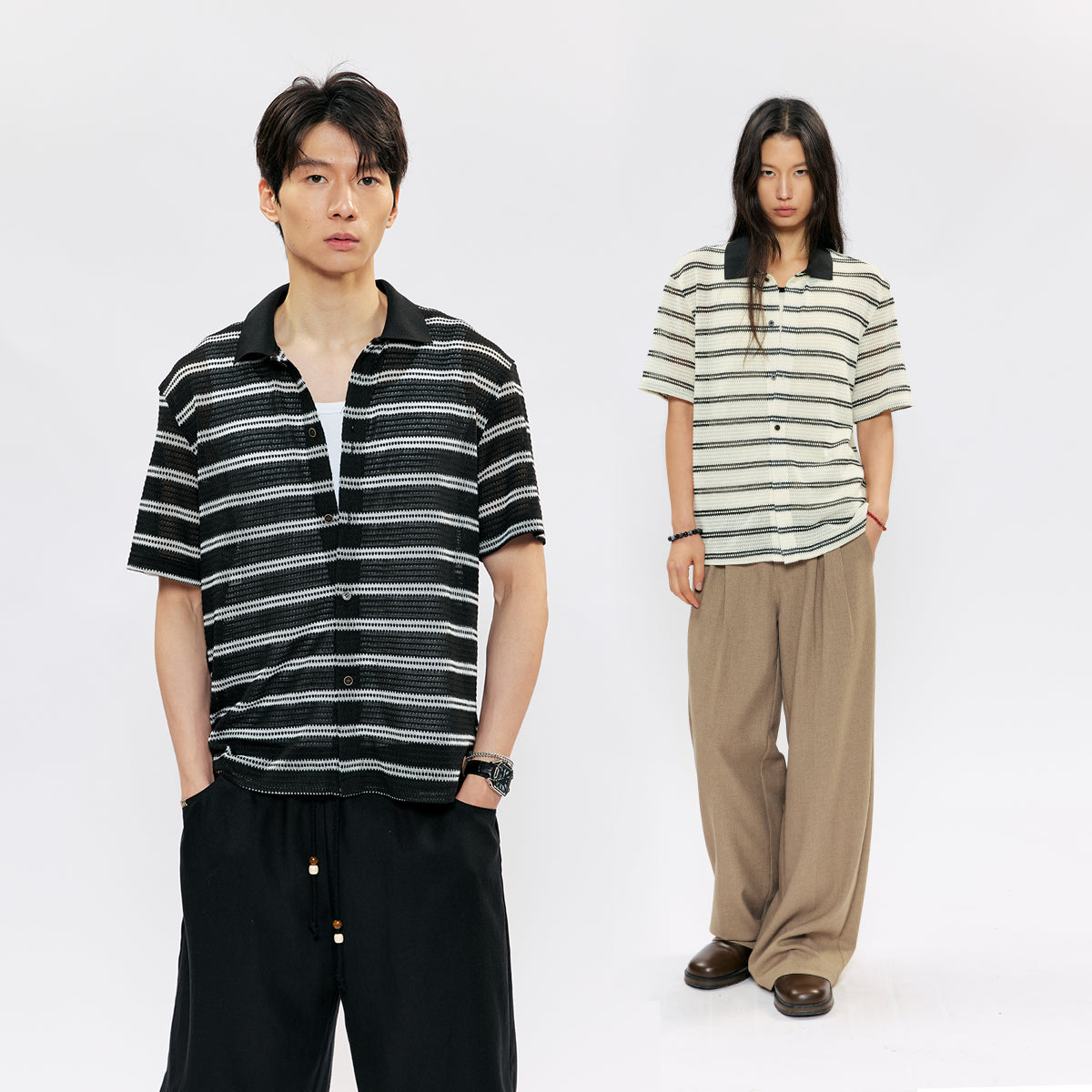 KREATE Mesh Stripe Slim Shirt
