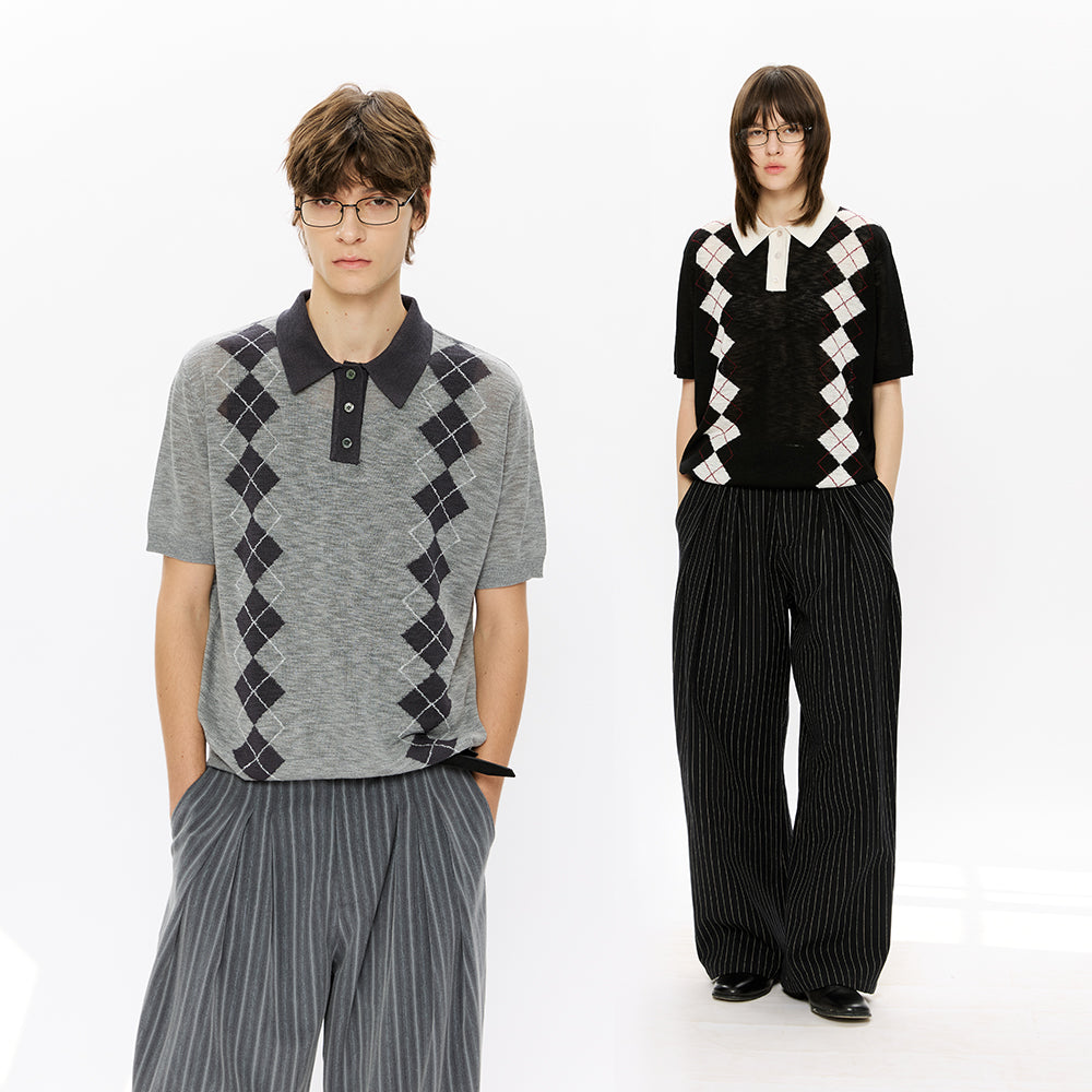 KREATE Lyocell Argyle Knit Polo