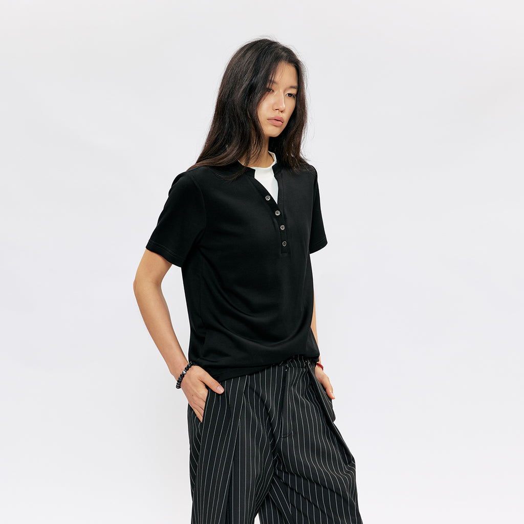 KREATE Layered Button Tee