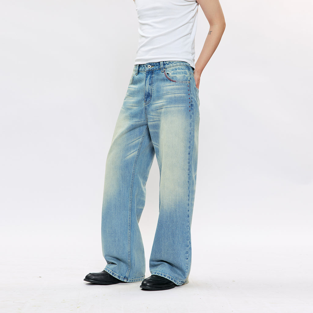 KREATE Ice Trace Embroidered Jeans