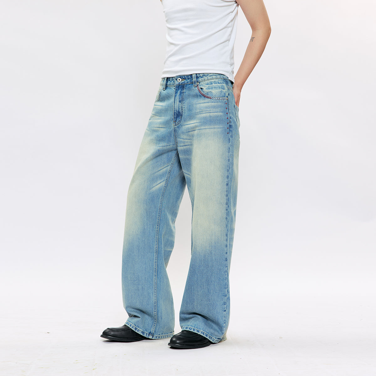 KREATE Ice Trace Embroidered Jeans