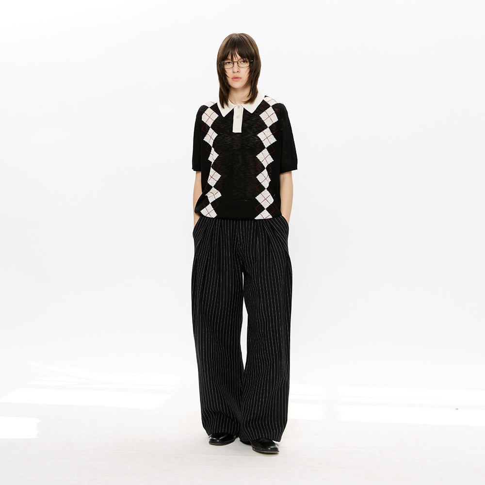 KREATE Striped Linen Pleated Trousers