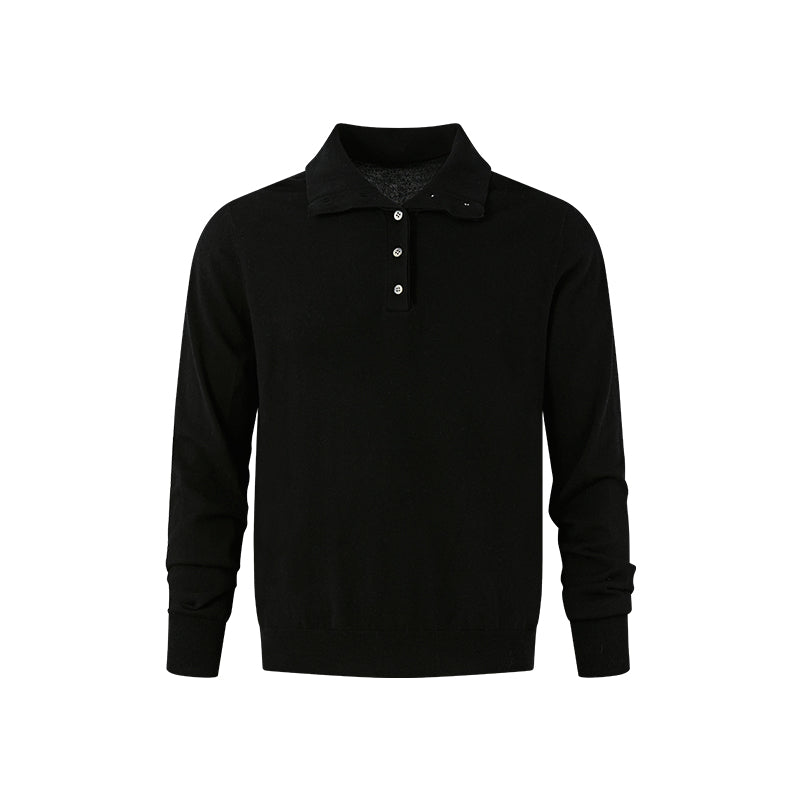 KREATE Fine Wool Double-Collar Knit Top