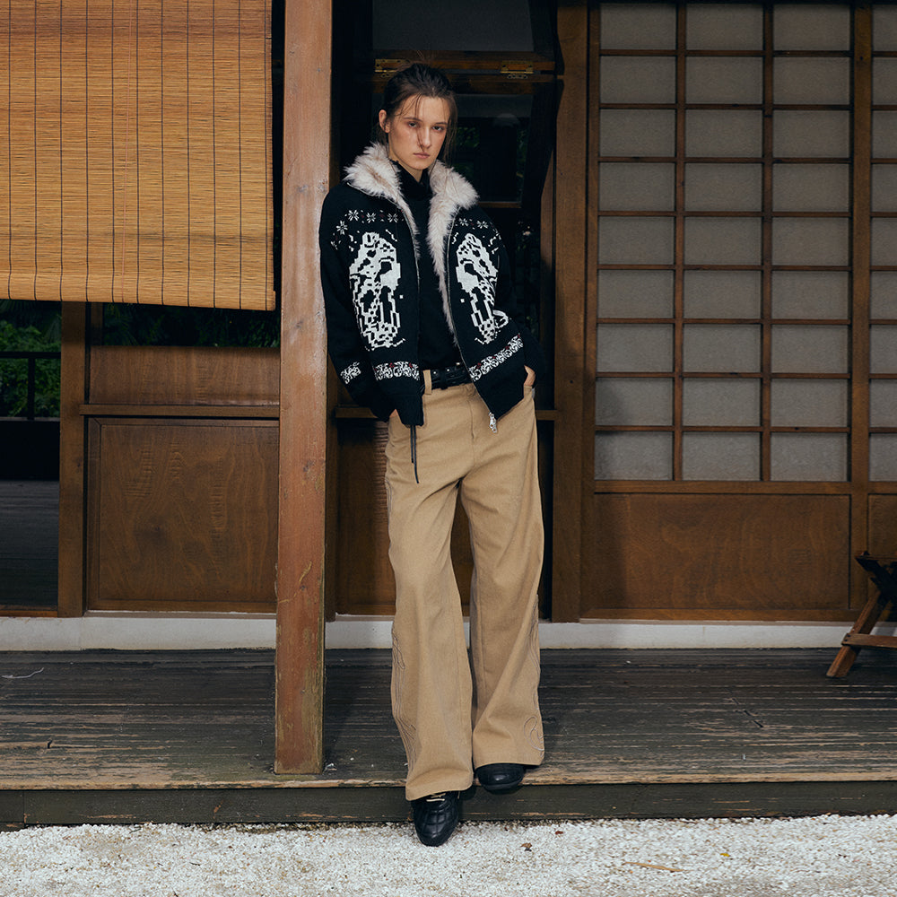KREATE Fair Isle Long-Pile Knit Jacket