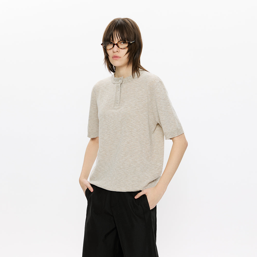 KREATE Cable Knit Henley Tee