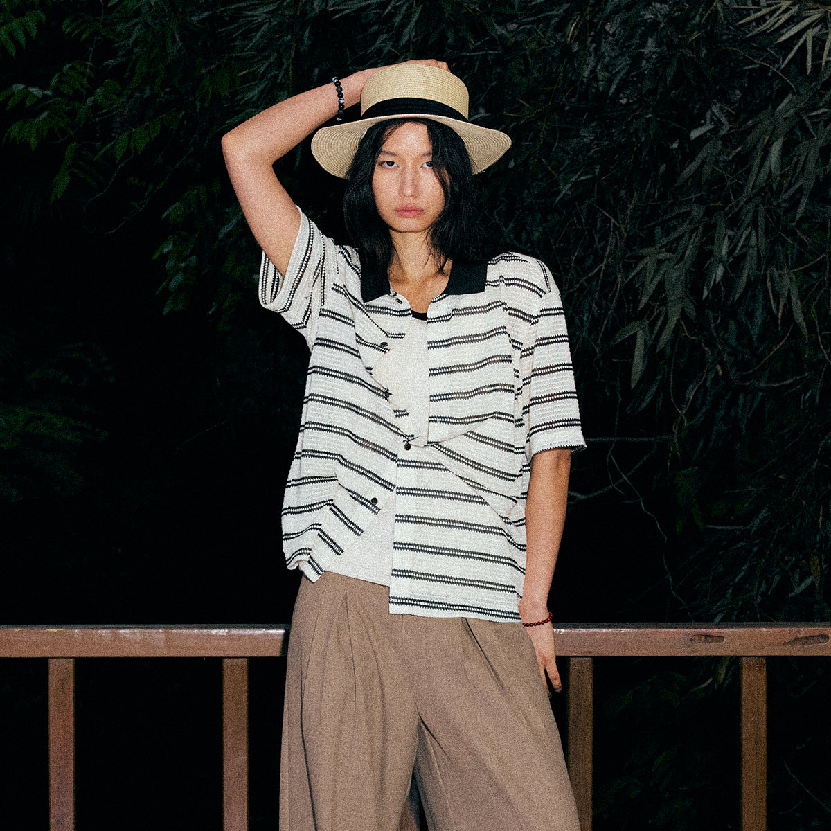 KREATE Mesh Stripe Slim Shirt