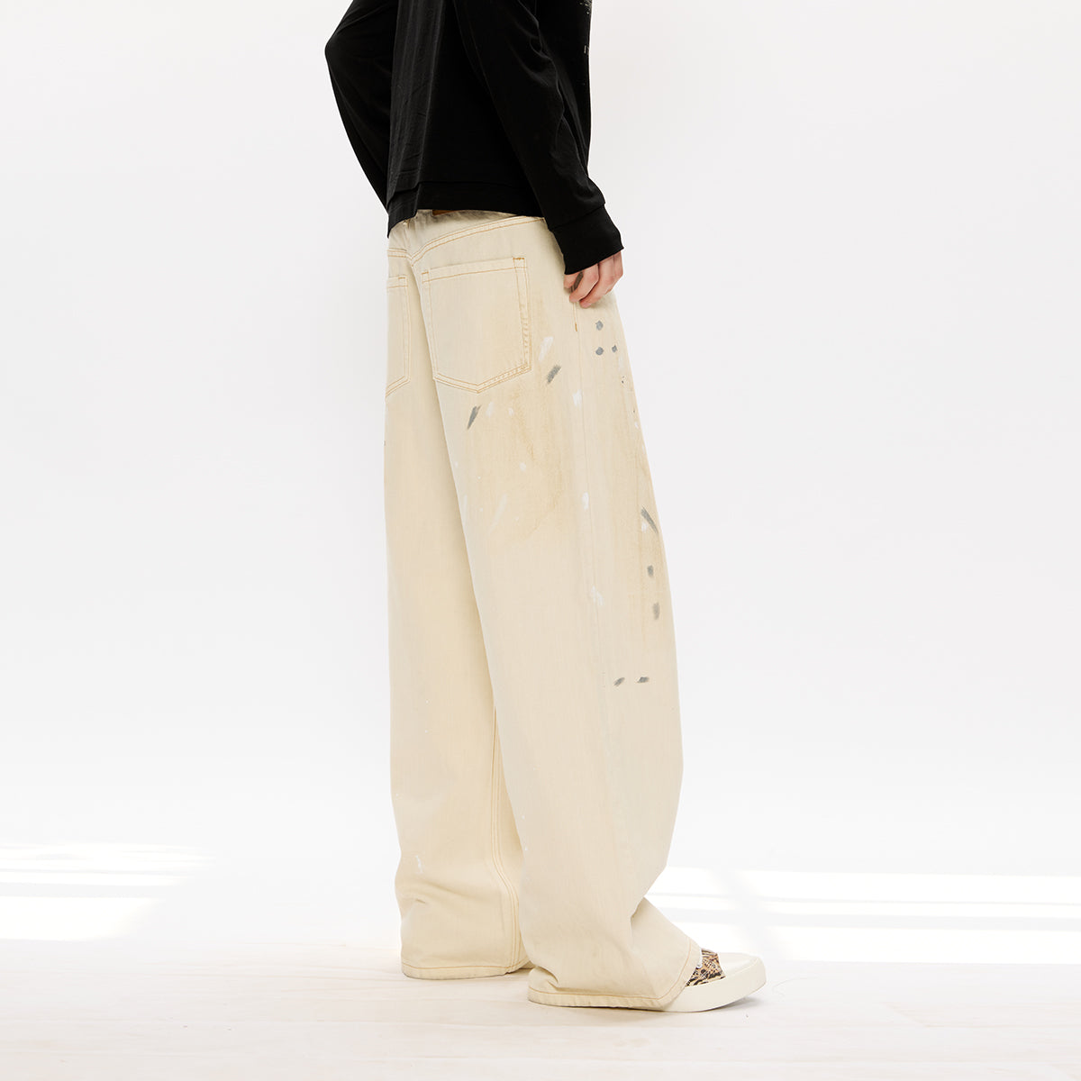 KREATE Mud-Dyed White Denim Jeans
