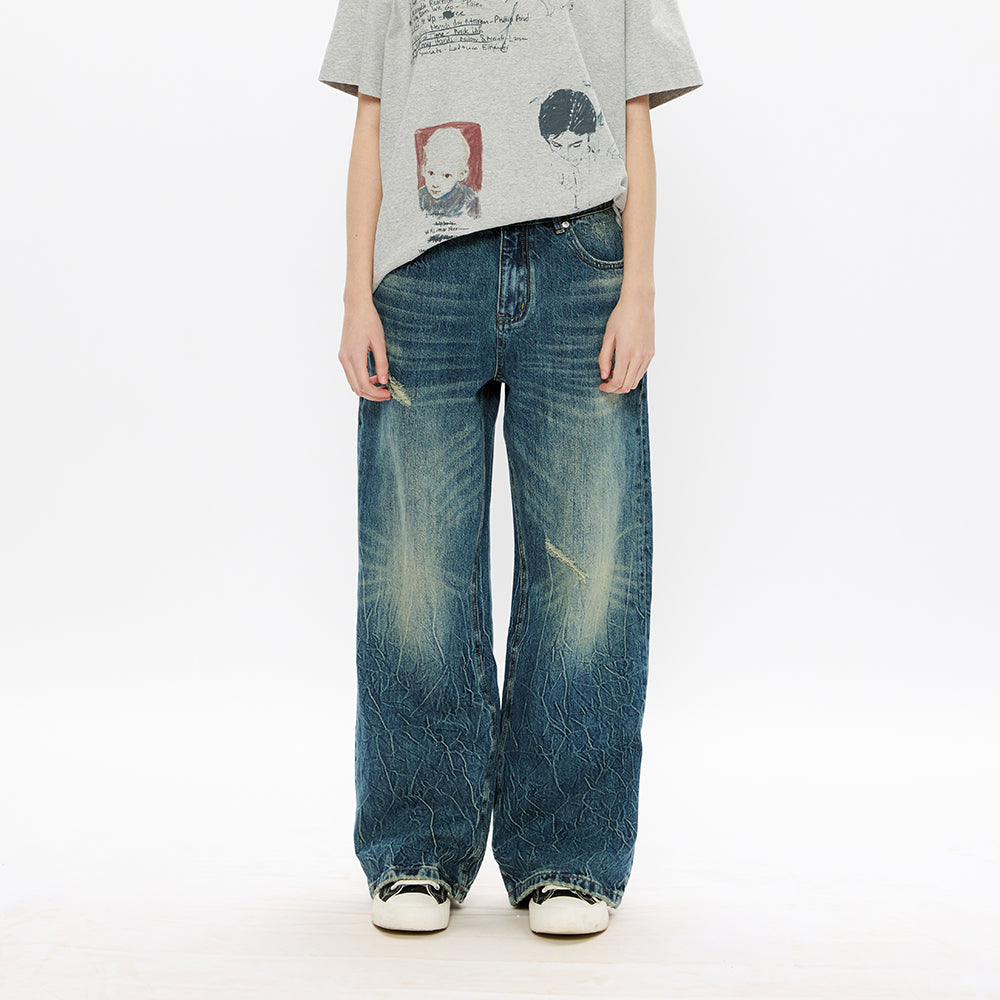 KREATE Water-Ripple Washed Jeans