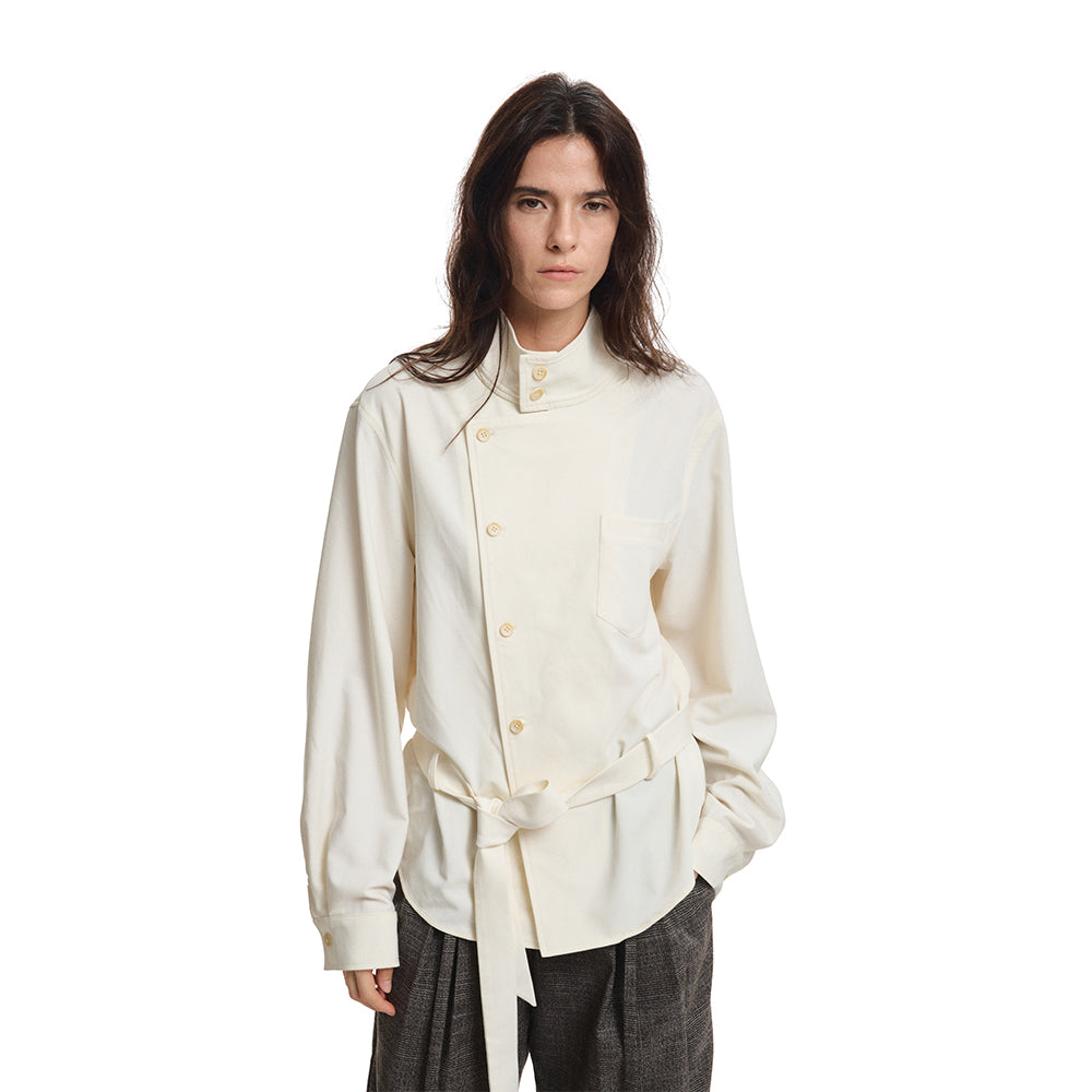 KREATE Satin Shadow Stand-Collar Shirt