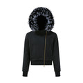 KREATE Diagonal Zip Detachable-Collar Hoodie