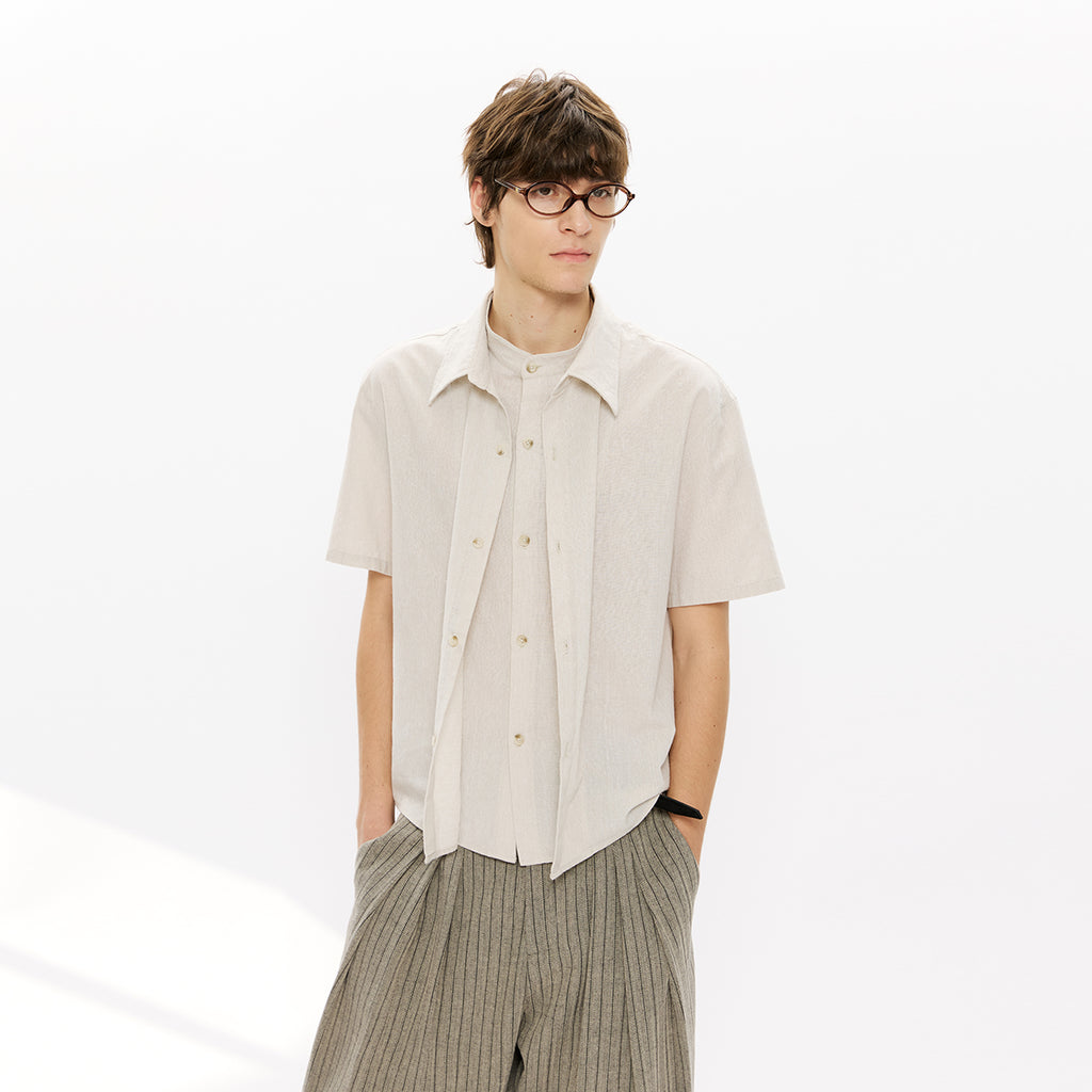 KREATE Layered Linen Plaid Shirt