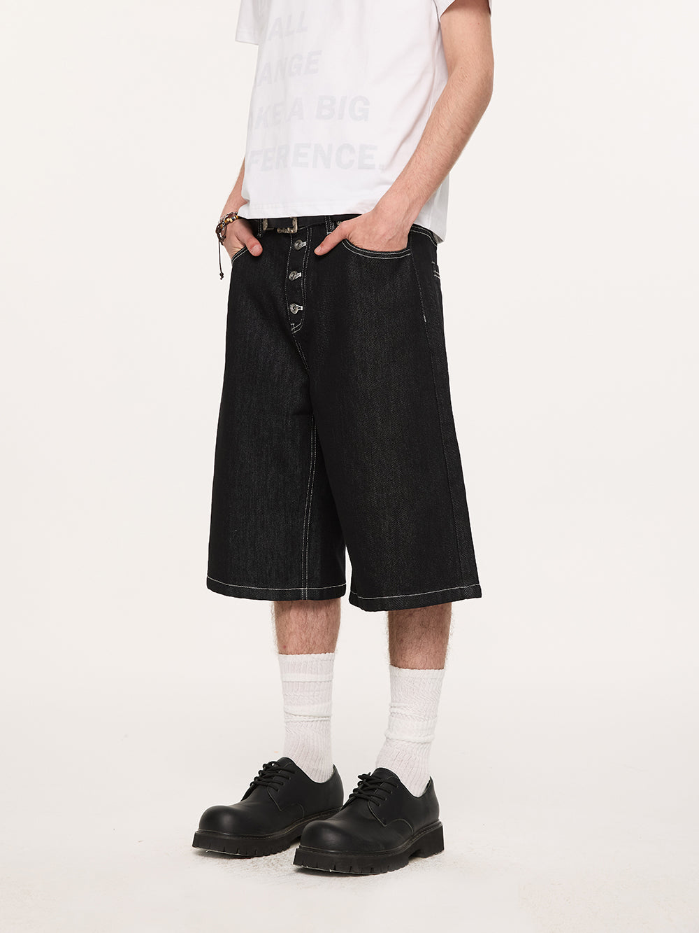 KREATE Relaxed Raw Denim Shorts