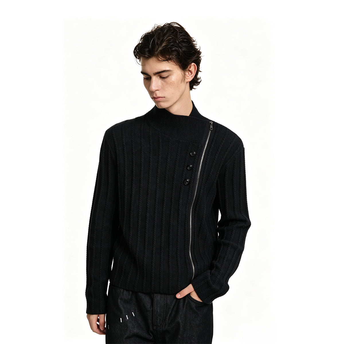 KREATE Deconstructed Cross-Collar Sweater