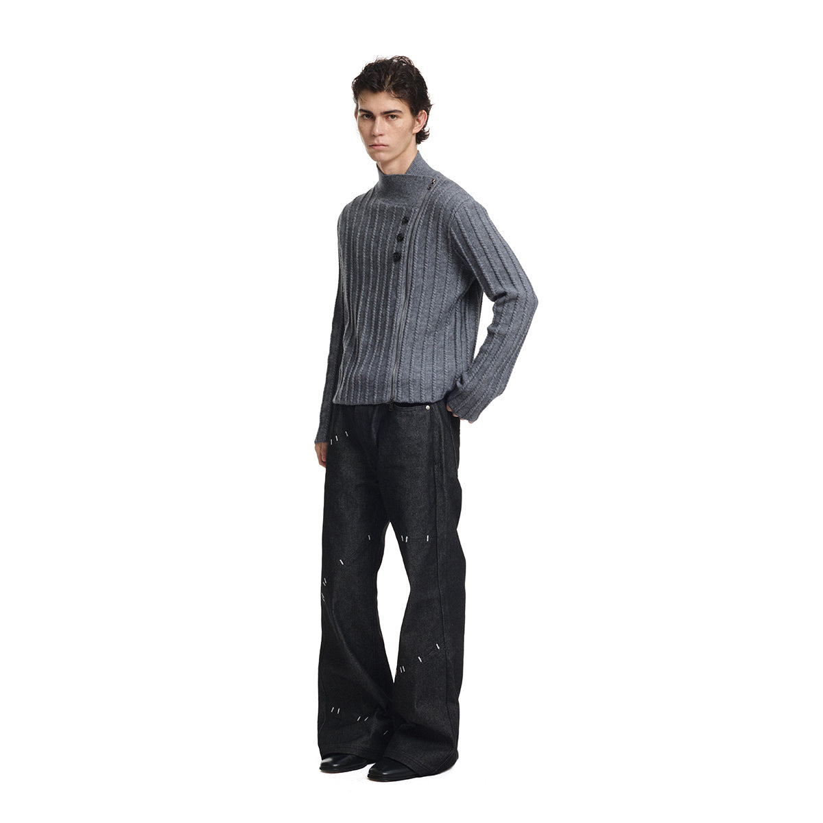 KREATE Deconstructed Cross-Collar Sweater