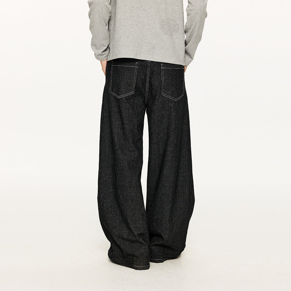 KREATE Striped Raw Denim Trousers