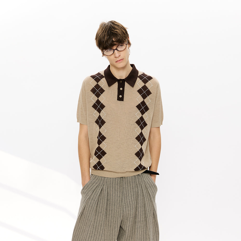 KREATE Lyocell Argyle Knit Polo