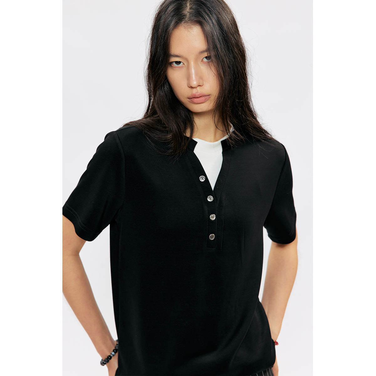 KREATE Layered Button Tee