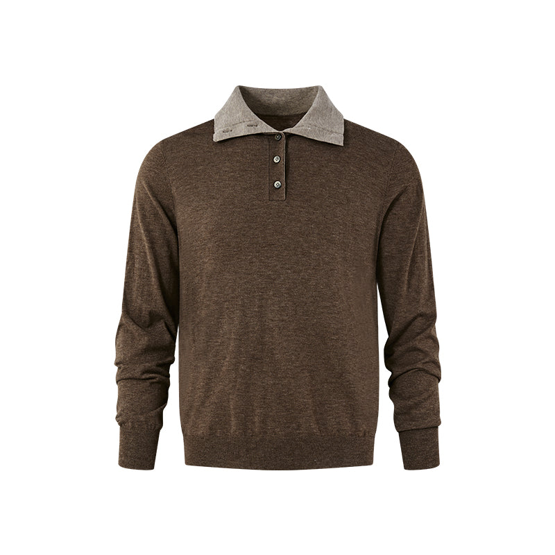 KREATE Fine Wool Double-Collar Knit Top