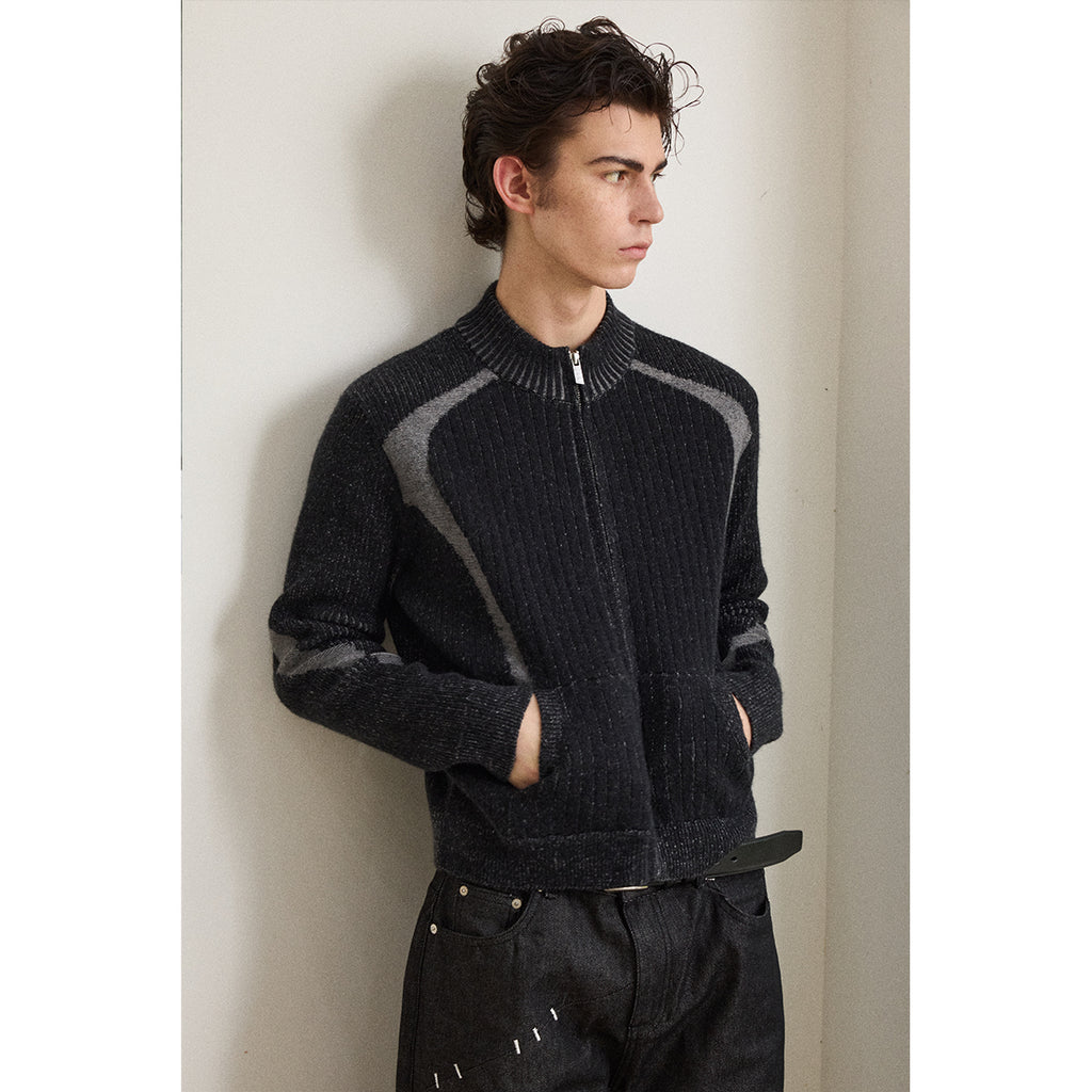 KREATE Paneled Fleece Zip Cardigan