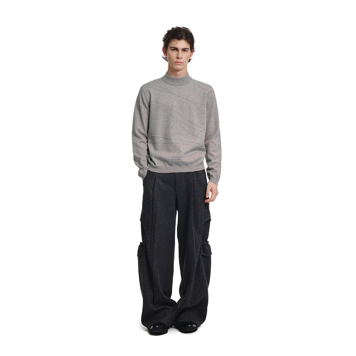 KREATE Arc Jacquard Mock-Neck Sweater
