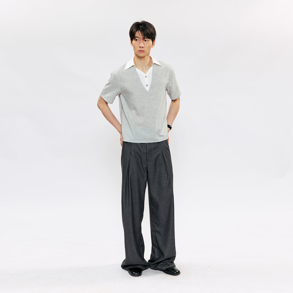 KREATE Linen Stripe Layered Shirt