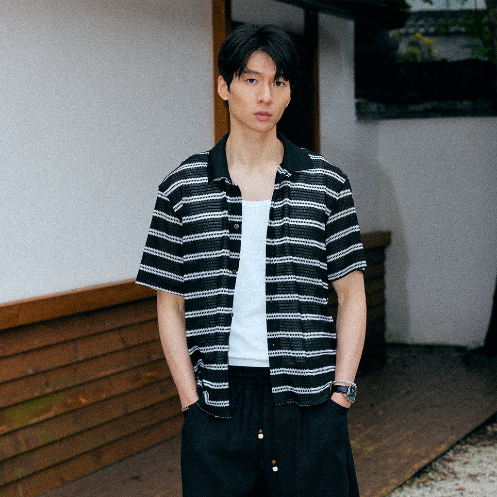 KREATE Mesh Stripe Slim Shirt