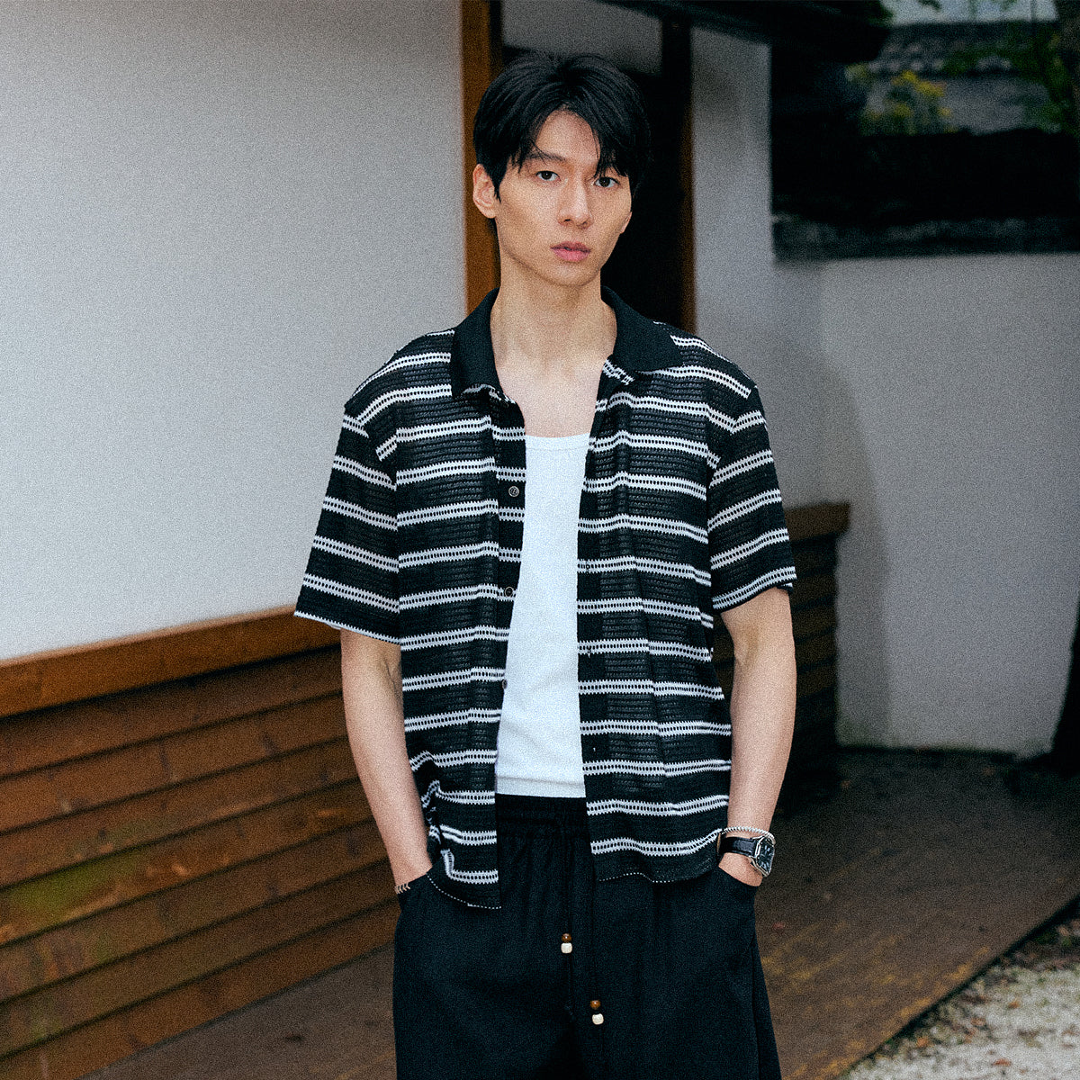 KREATE Mesh Stripe Slim Shirt