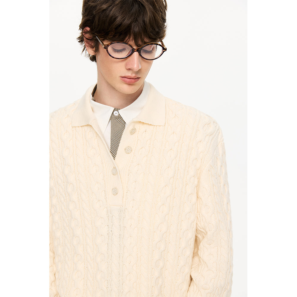 KREATE Cable Knit Polo Sweater