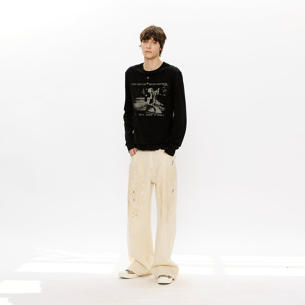 KREATE Mud-Dyed White Denim Jeans