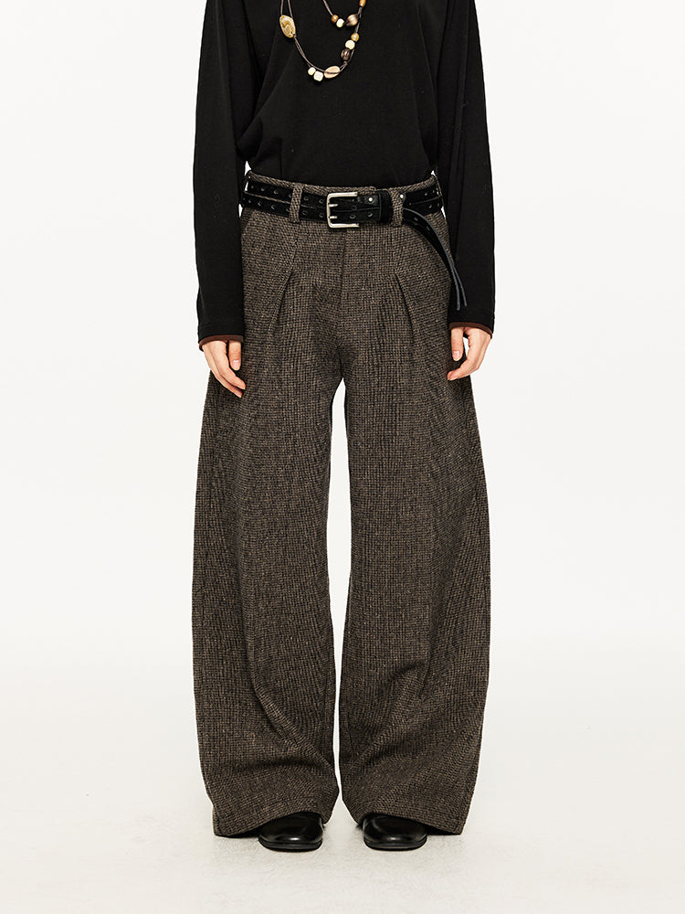 KREATE Textured Wool Houndstooth Trousers