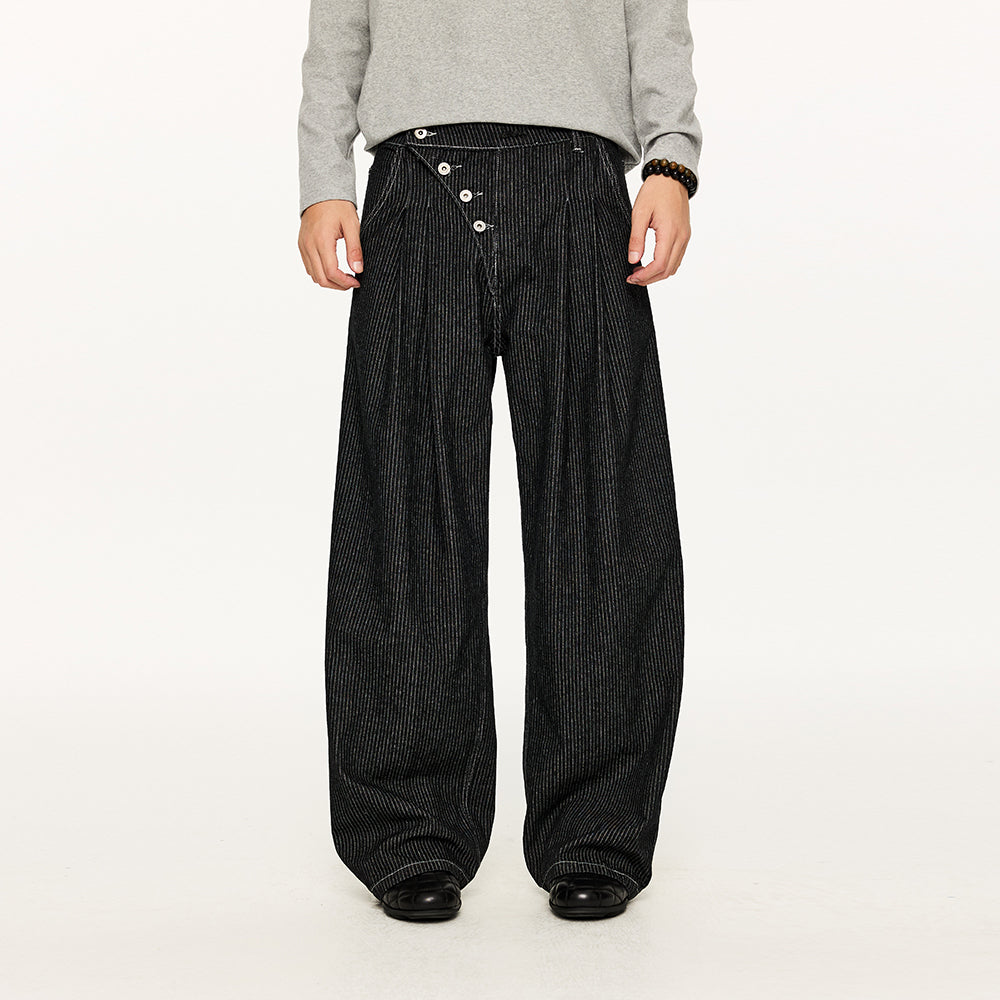 KREATE Striped Raw Denim Trousers