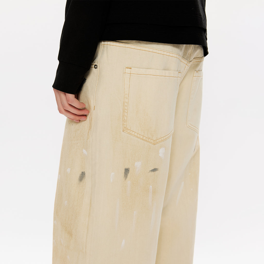 KREATE Mud-Dyed White Denim Jeans