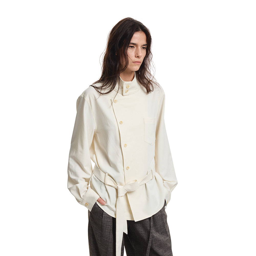 KREATE Satin Shadow Stand-Collar Shirt
