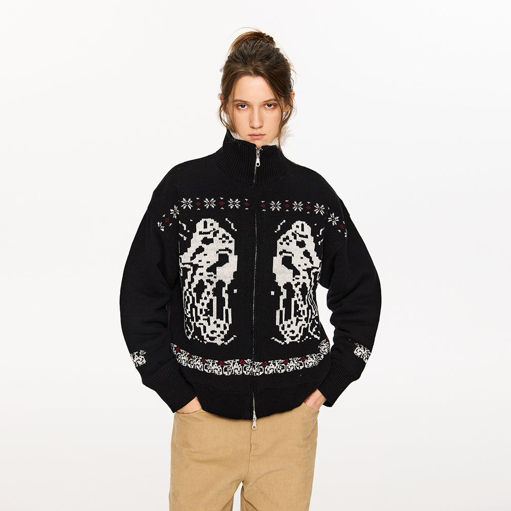KREATE Fair Isle Long-Pile Knit Jacket